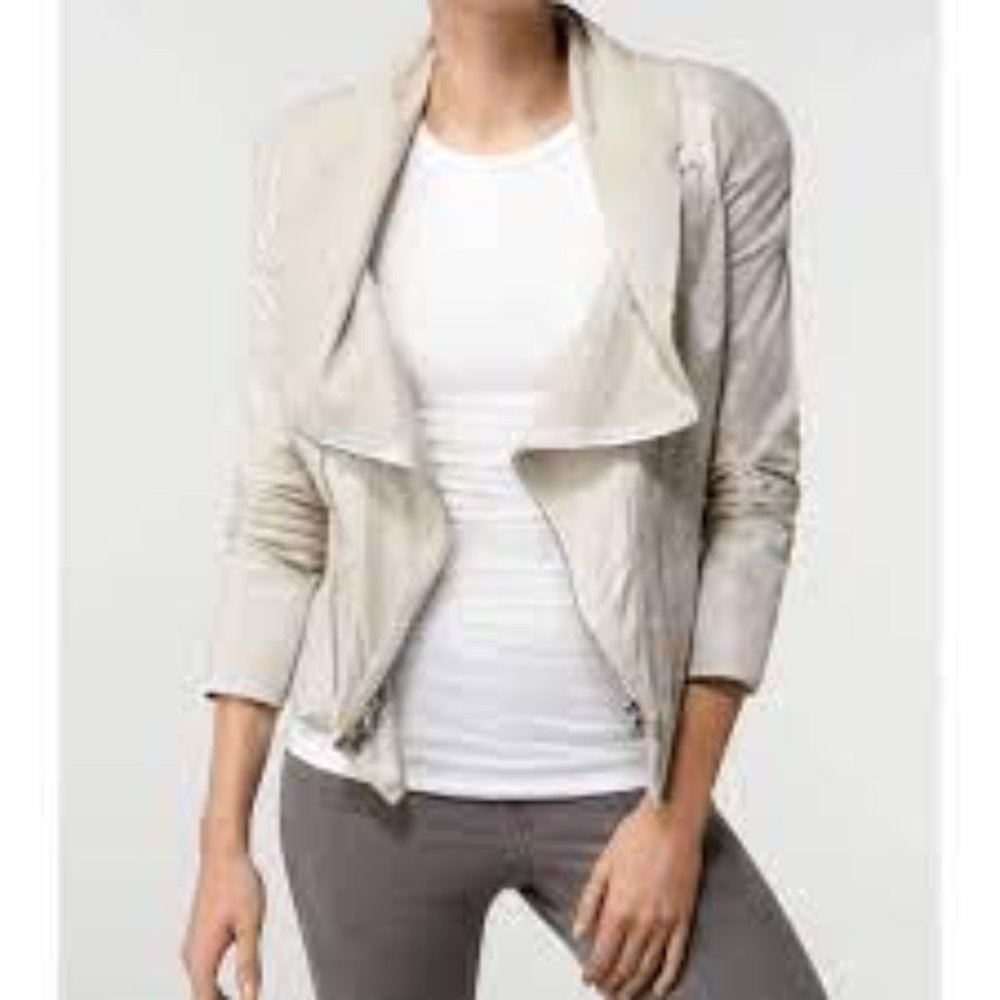 Alice and Olivia Stephan Leather/Cotton Moto Jacket, L